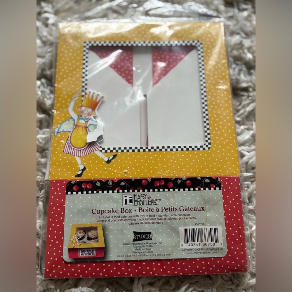 Mary Englebreit Yellow and Red Cupcake Box